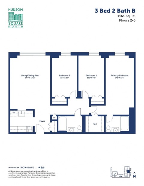 the typical floor plan of the 3 bed 2 bath b floor plan